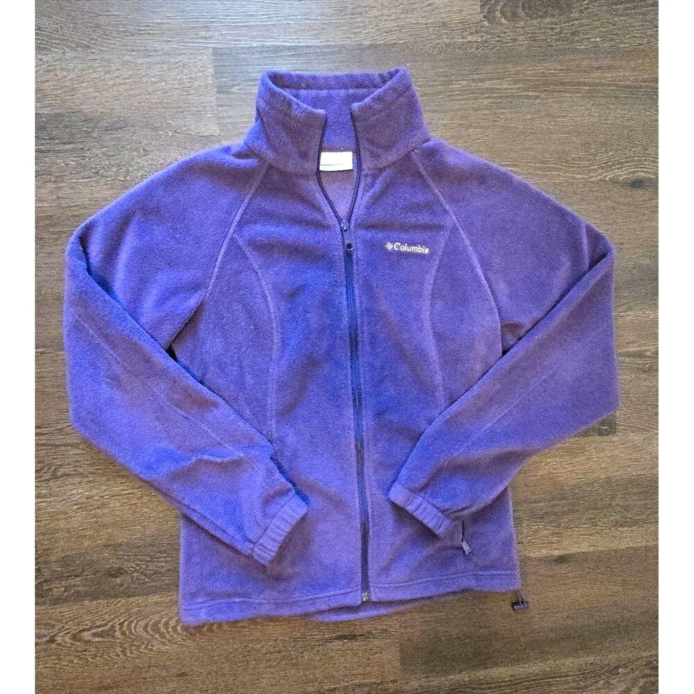 Columbia Women's Purple Full Zip Collared Fleece Jacket Logo Size S